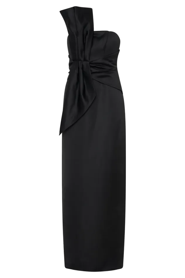 Women Meshki Dresses Cyrill Strapless Satin Structured Maxi Dress 8211 Black