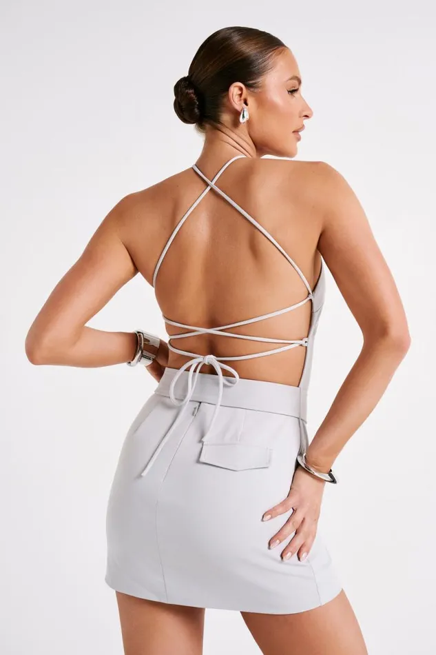 Women Meshki Dresses Diana Suiting Mini Dress 8211 Ice Grey