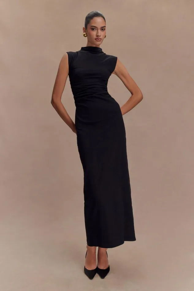 Women Meshki Dresses Elliot High Neck Sleeveless Maxi Dress 8211 Black