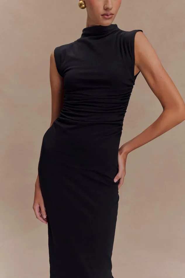 Women Meshki Dresses Elliot High Neck Sleeveless Maxi Dress 8211 Black