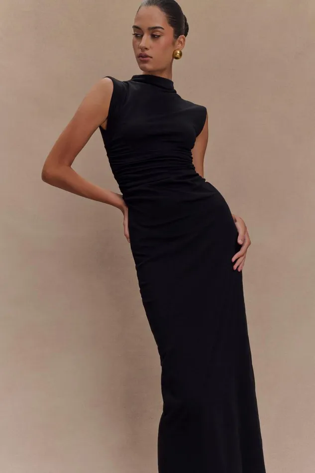 Women Meshki Dresses Elliot High Neck Sleeveless Maxi Dress 8211 Black