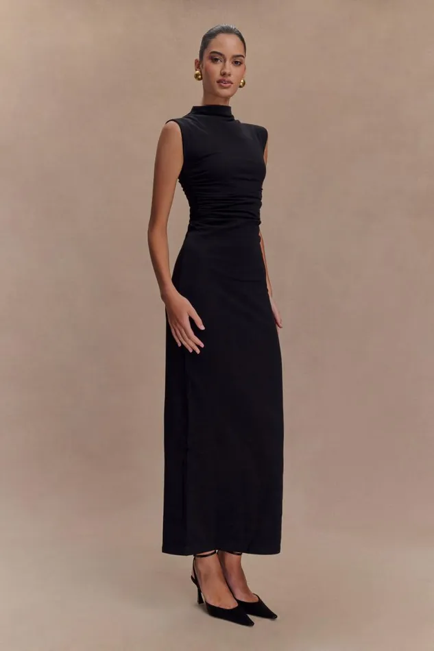 Women Meshki Dresses Elliot High Neck Sleeveless Maxi Dress 8211 Black