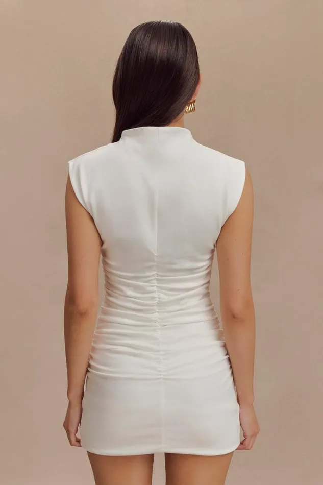 Women Meshki Dresses Elliot High Neck Sleeveless Mini Dress 8211 White
