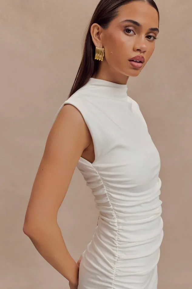 Women Meshki Dresses Elliot High Neck Sleeveless Mini Dress 8211 White