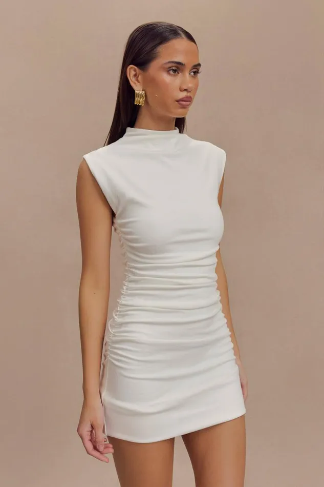 Women Meshki Dresses Elliot High Neck Sleeveless Mini Dress 8211 White