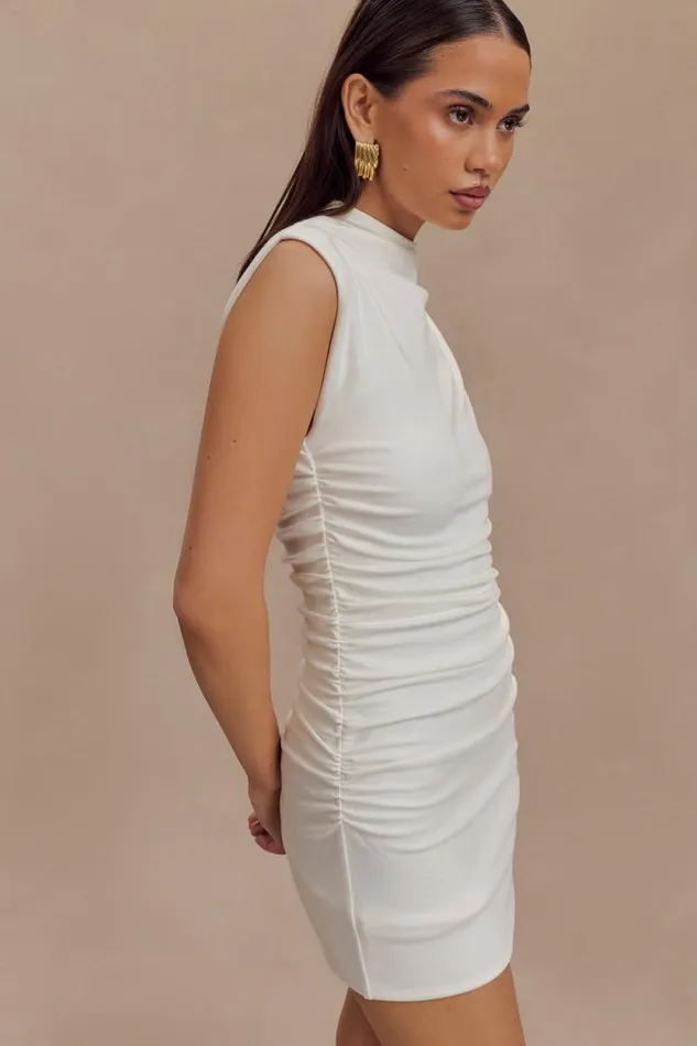 Women Meshki Dresses Elliot High Neck Sleeveless Mini Dress 8211 White