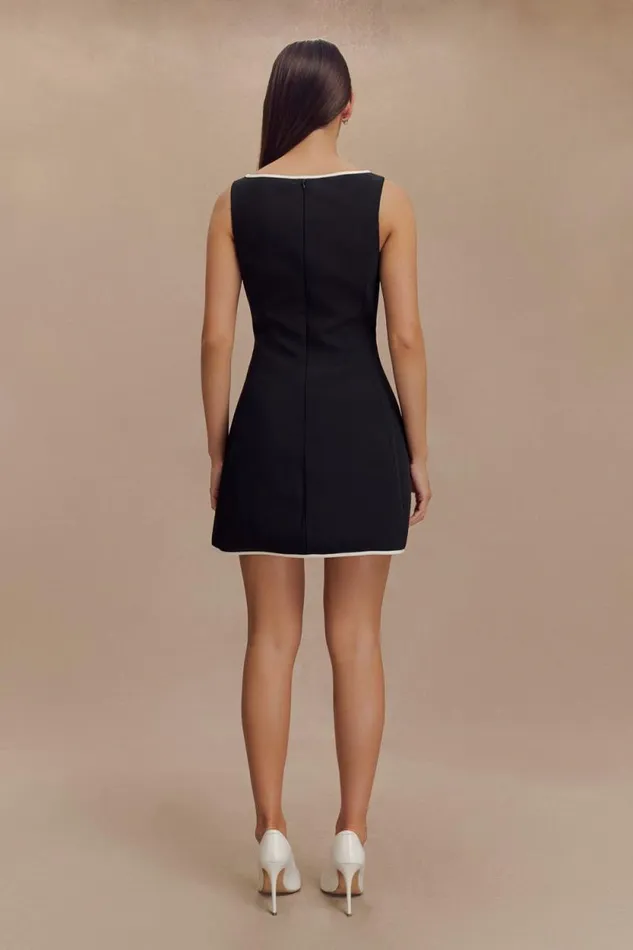 Women Meshki Dresses Evanna Sleeveless Contrast Suiting Mini Dress 8211 Black