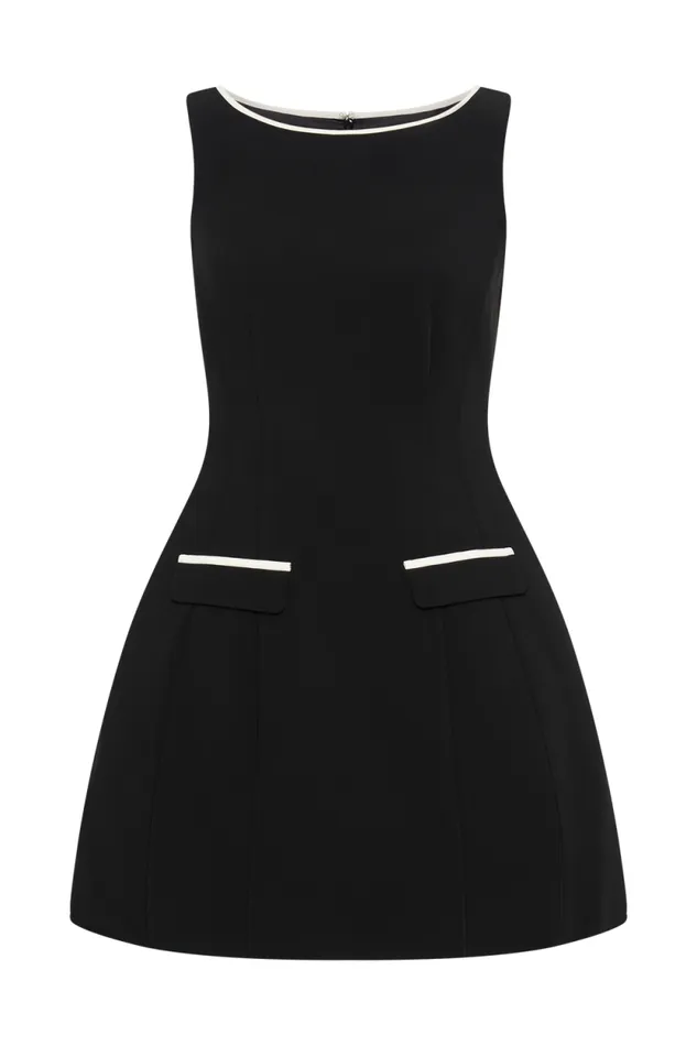 Women Meshki Dresses Evanna Sleeveless Contrast Suiting Mini Dress 8211 Black