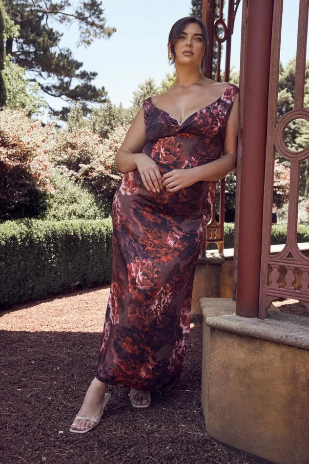 Women Meshki Dresses Giavanni Off Shoulder Maxi Dress 8211 Peony Print