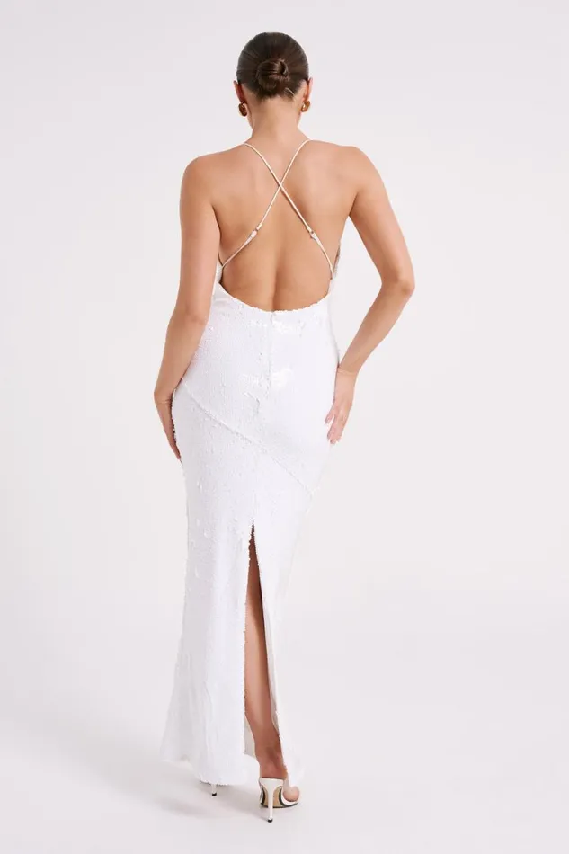 Women Meshki Dresses Gracie Sequin Maxi Dress 8211 White