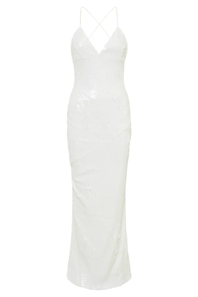 Women Meshki Dresses Gracie Sequin Maxi Dress 8211 White