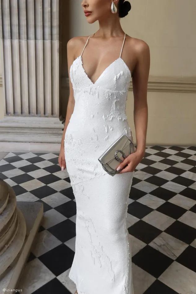 Women Meshki Dresses Gracie Sequin Maxi Dress 8211 White