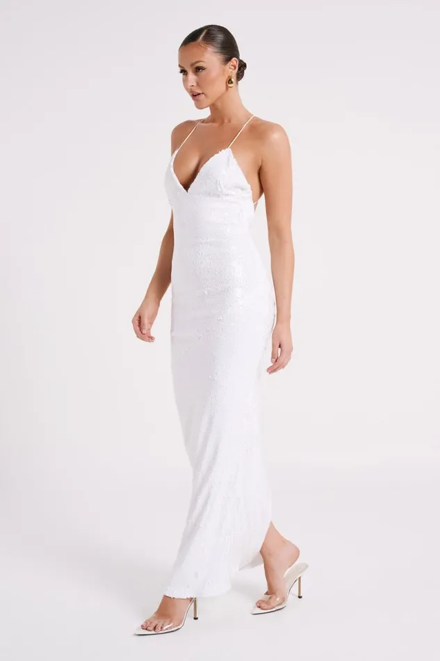 Women Meshki Dresses Gracie Sequin Maxi Dress 8211 White