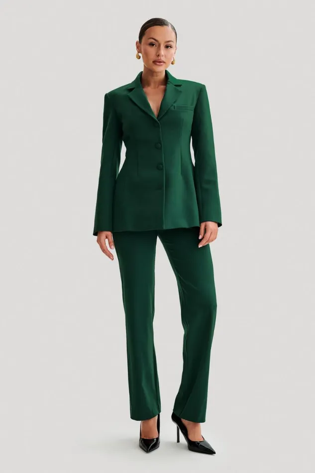Women Meshki Dresses Greer Hourglass Suiting Blazer 8211 Forest Green