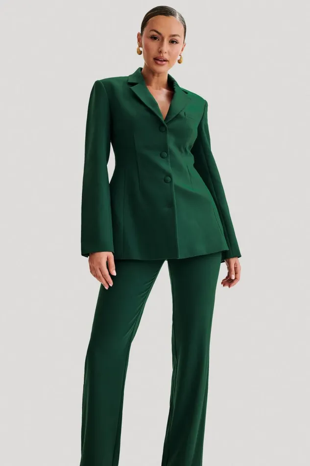 Women Meshki Dresses Greer Hourglass Suiting Blazer 8211 Forest Green