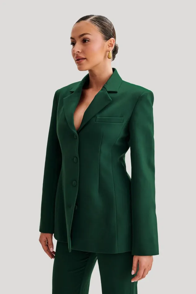 Women Meshki Dresses Greer Hourglass Suiting Blazer 8211 Forest Green