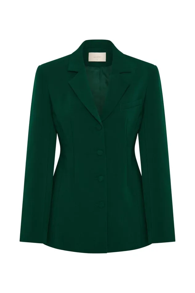 Women Meshki Dresses Greer Hourglass Suiting Blazer 8211 Forest Green