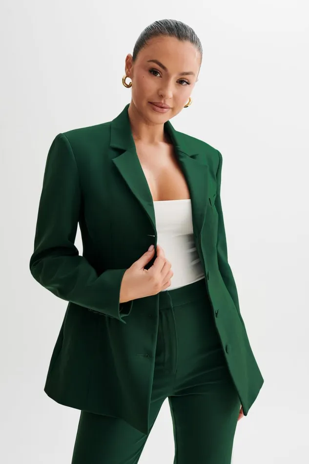 Women Meshki Dresses Greer Hourglass Suiting Blazer 8211 Forest Green