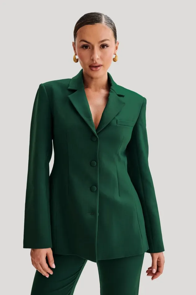 Women Meshki Dresses Greer Hourglass Suiting Blazer 8211 Forest Green