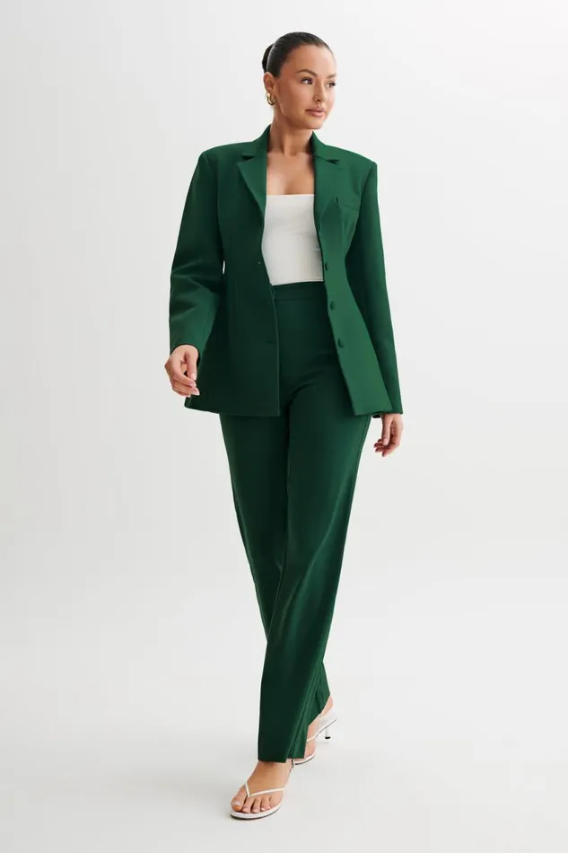 Women Meshki Dresses Greer Hourglass Suiting Blazer 8211 Forest Green