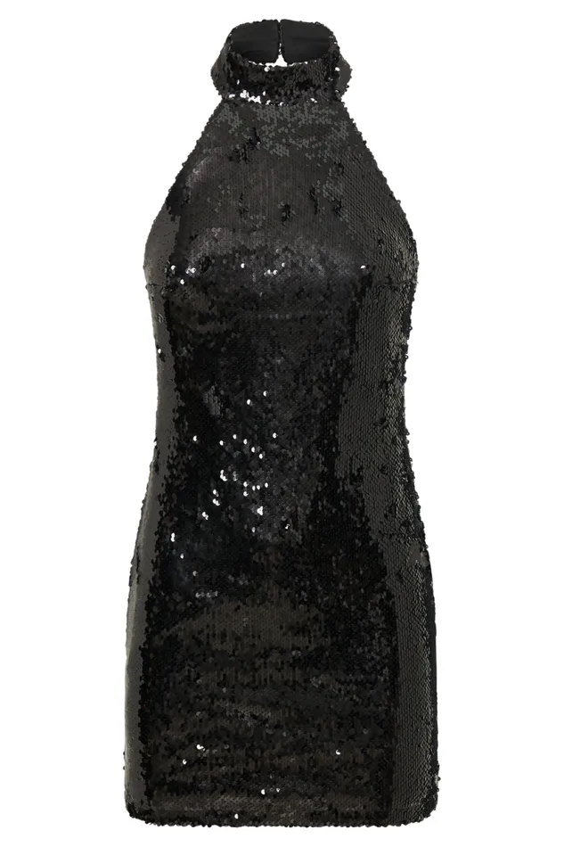 Women Meshki Dresses Jayne Sequin Halter Mini Dress 8211 Black
