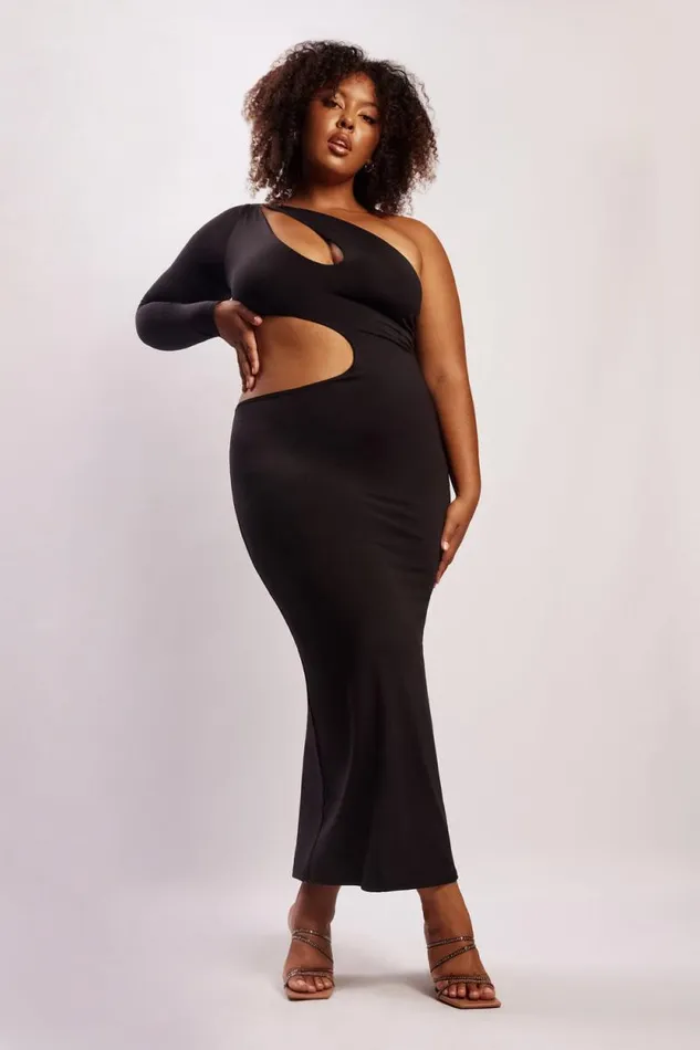 Women Meshki Dresses Joyce One Shoulder Cut Out Maxi Dress 8211 Black