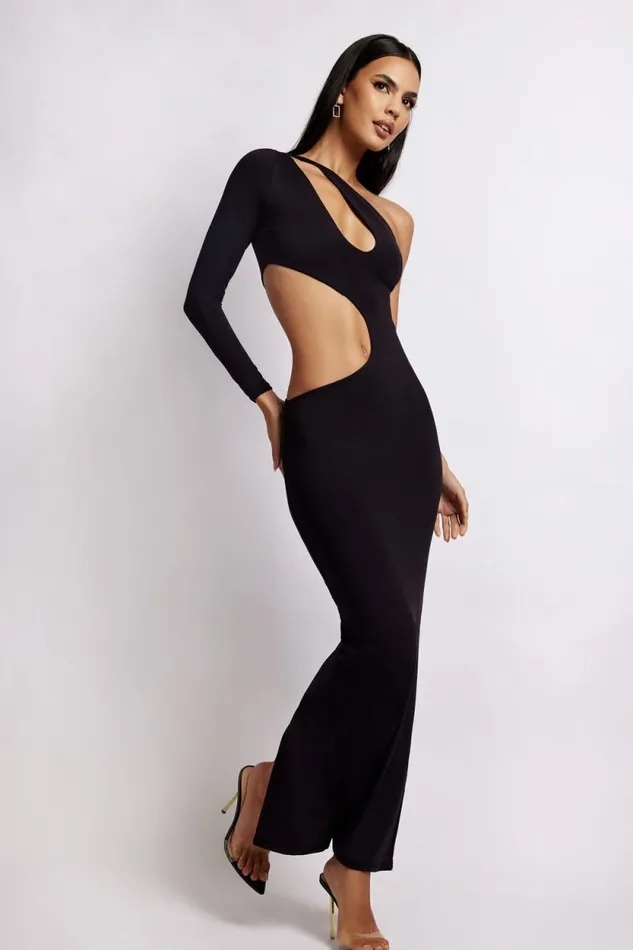 Women Meshki Dresses Joyce One Shoulder Cut Out Maxi Dress 8211 Black