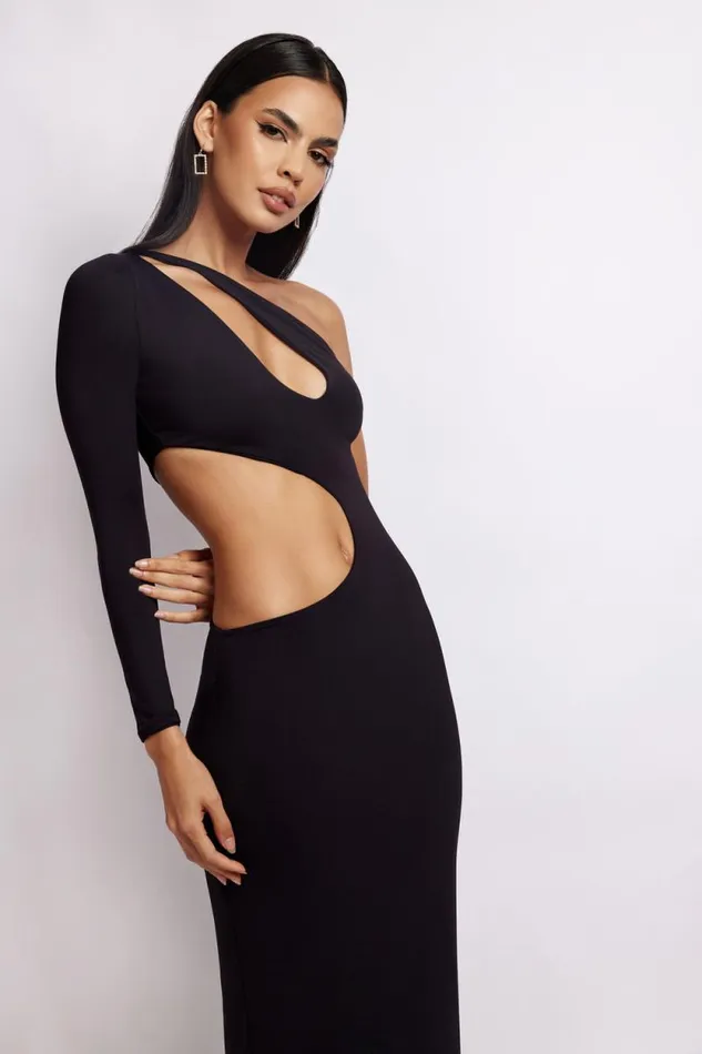 Women Meshki Dresses Joyce One Shoulder Cut Out Maxi Dress 8211 Black
