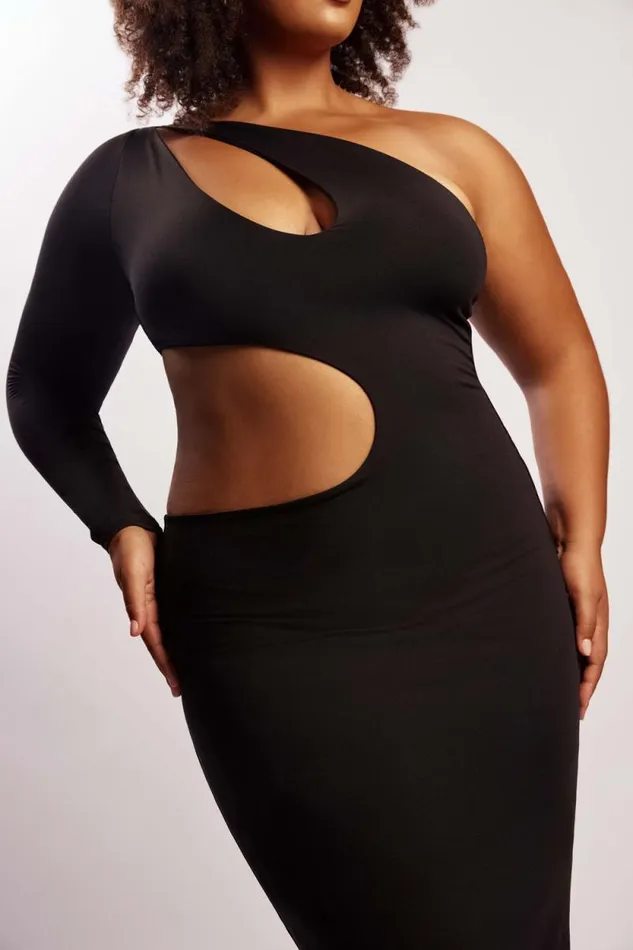 Women Meshki Dresses Joyce One Shoulder Cut Out Maxi Dress 8211 Black