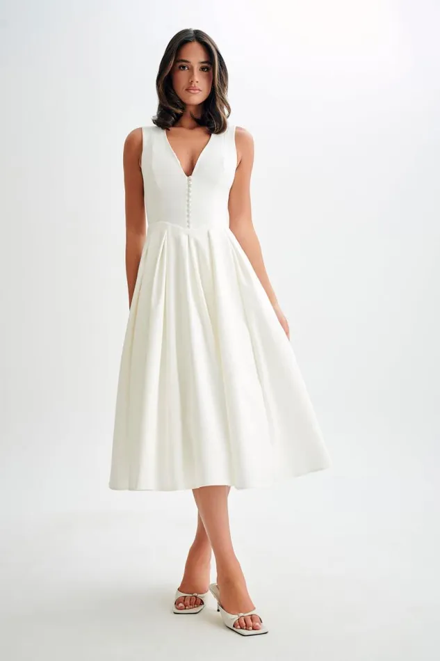 Women Meshki Dresses Keely Cotton Sleeveless Midi Dress 8211 White
