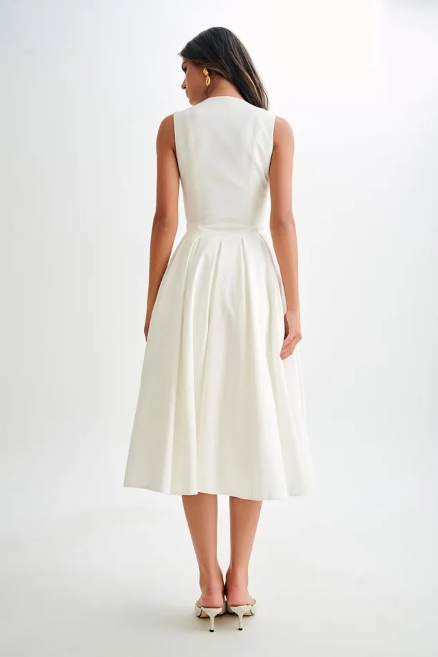 Women Meshki Dresses Keely Cotton Sleeveless Midi Dress 8211 White