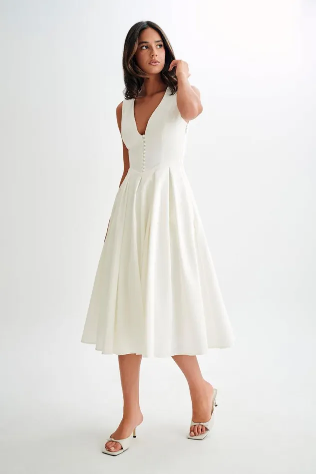 Women Meshki Dresses Keely Cotton Sleeveless Midi Dress 8211 White