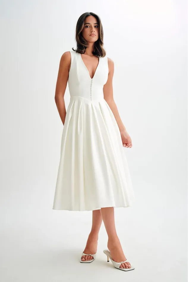 Women Meshki Dresses Keely Cotton Sleeveless Midi Dress 8211 White