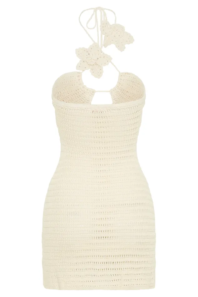 Women Meshki Dresses Kyla Floral Crochet Mini Dress 8211 Buttercream