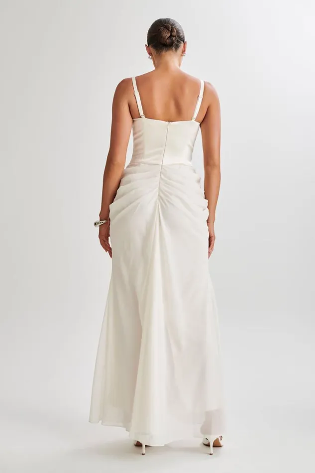 Women Meshki Dresses Leila Satin Corset Maxi Dress 8211 Ivory
