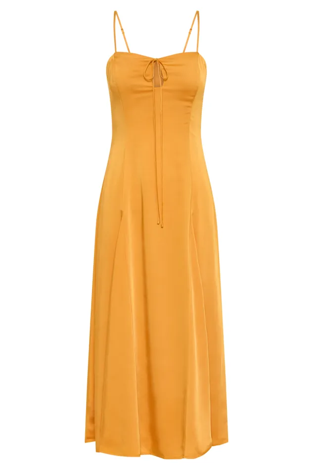 Women Meshki Dresses Luciana Satin Midi Dress 8211 Tangerine