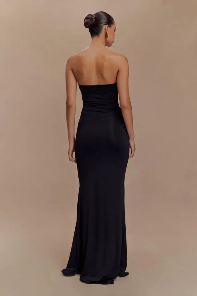 Women Meshki Dresses Madison Strapless Slinky Maxi Dress 8211 Black