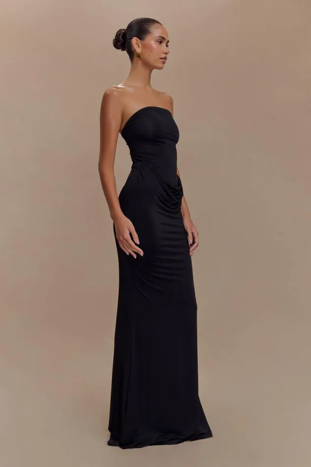 Women Meshki Dresses Madison Strapless Slinky Maxi Dress 8211 Black