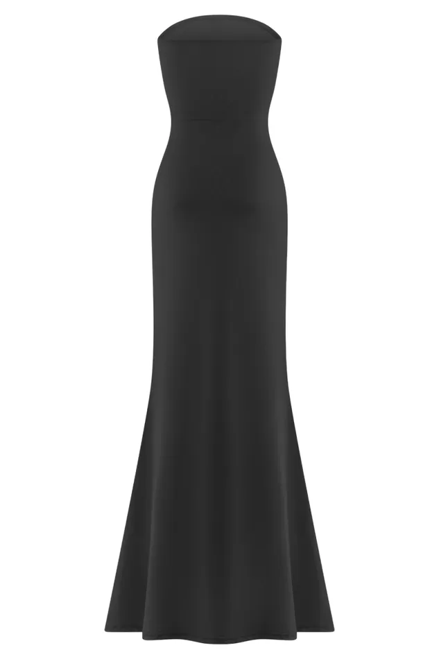 Women Meshki Dresses Madison Strapless Slinky Maxi Dress 8211 Black