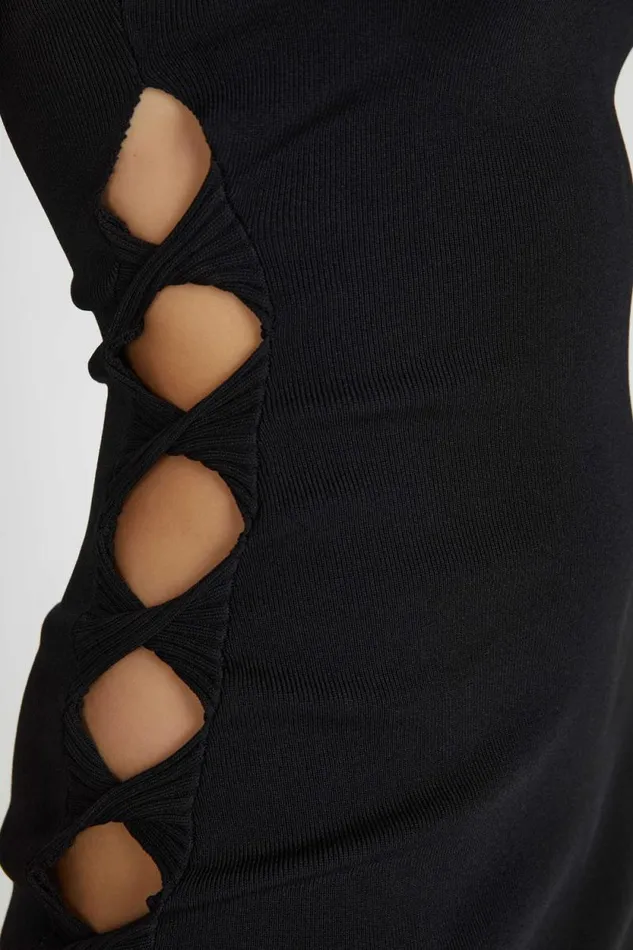 Women Meshki Dresses Maisy Strapless Knit Twist Mini Dress 8211 Black