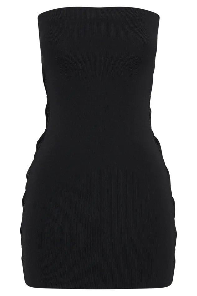 Women Meshki Dresses Maisy Strapless Knit Twist Mini Dress 8211 Black