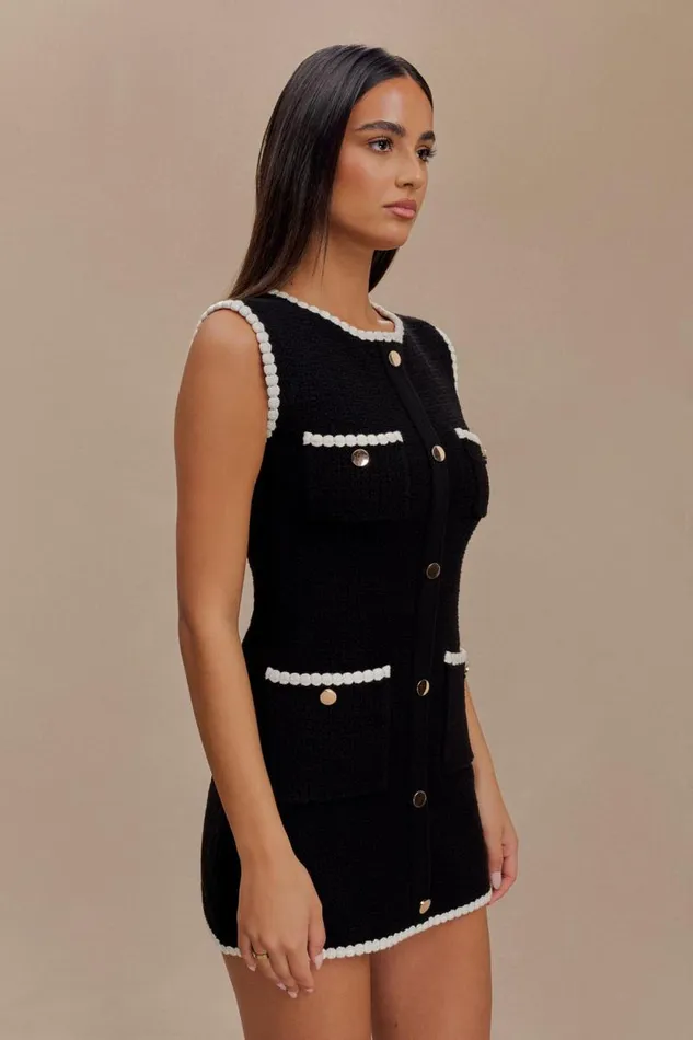 Women Meshki Dresses Mia Contrast Knit Mini Dress 8211 BlackWhite
