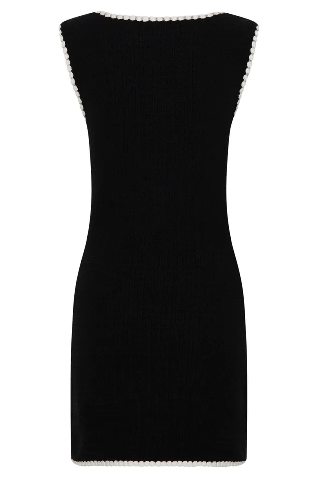 Women Meshki Dresses Mia Contrast Knit Mini Dress 8211 BlackWhite