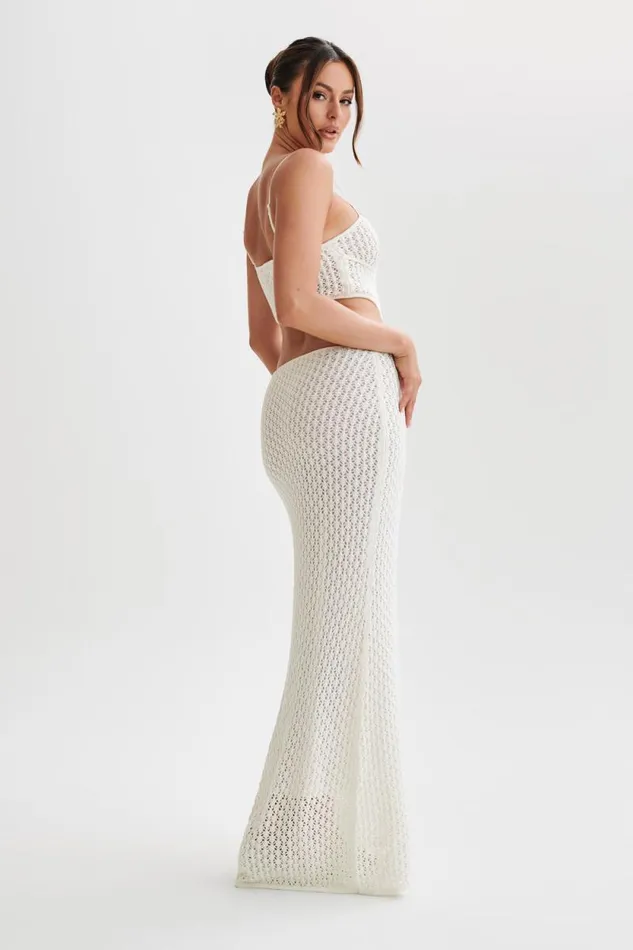 Women Meshki Dresses Nerida Knit Cut Out Maxi Dress 8211 Ivory