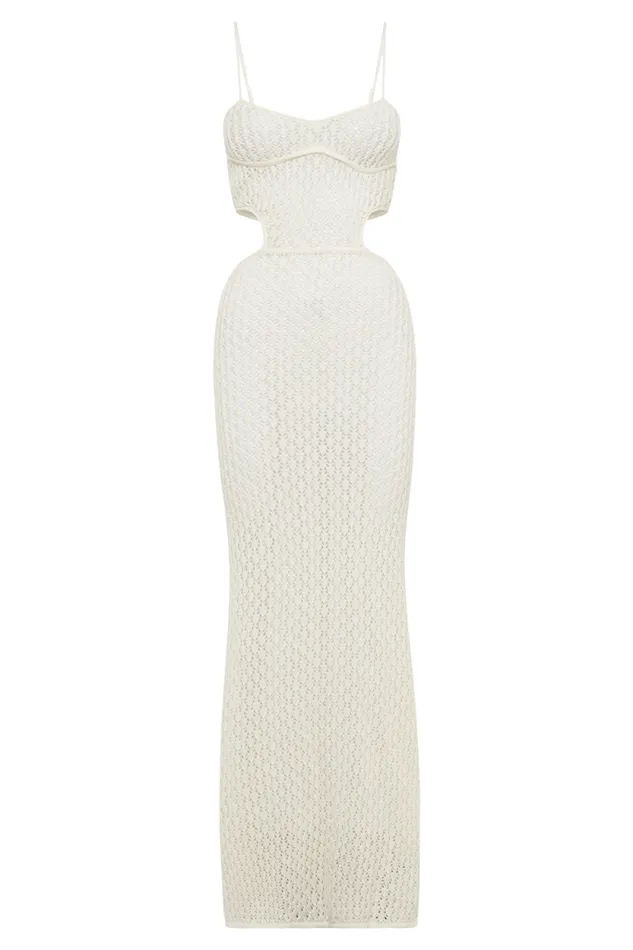 Women Meshki Dresses Nerida Knit Cut Out Maxi Dress 8211 Ivory