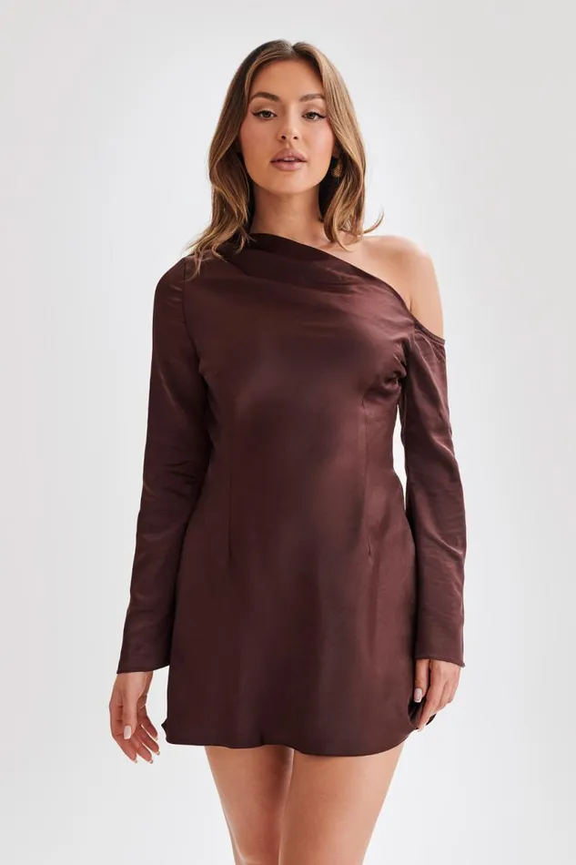 Women Meshki Dresses Nikita Long Sleeve Mini Dress 8211 Dark Chocolate