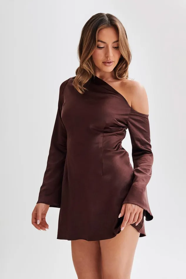 Women Meshki Dresses Nikita Long Sleeve Mini Dress 8211 Dark Chocolate