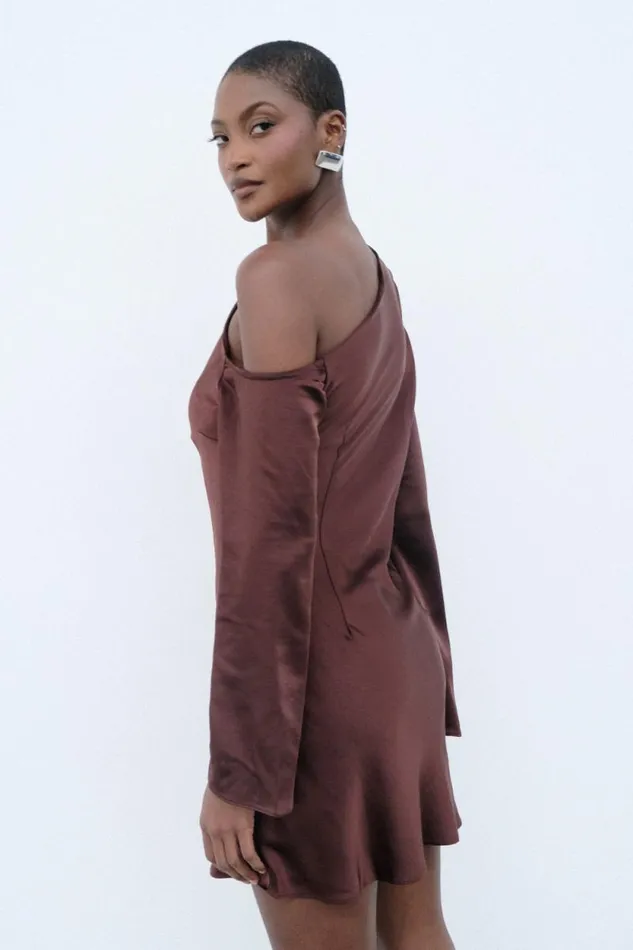 Women Meshki Dresses Nikita Long Sleeve Mini Dress 8211 Dark Chocolate