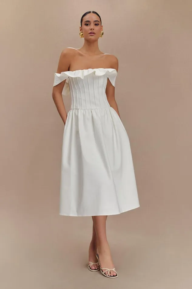 Women Meshki Dresses Orla Strapless Cotton Midi Dress 8211 White