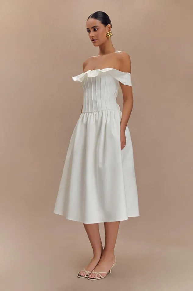 Women Meshki Dresses Orla Strapless Cotton Midi Dress 8211 White